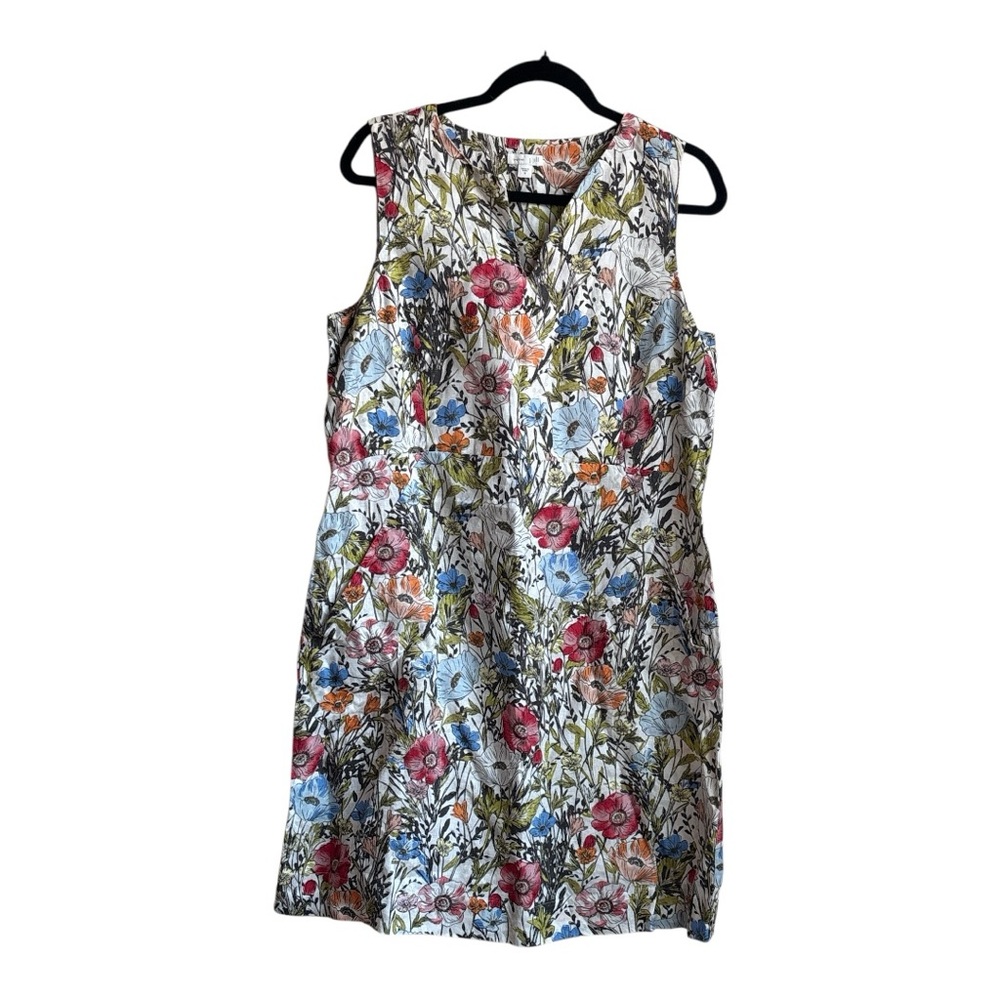 J. Jill Love Linen Multicolor Floral Mini Dress Women’s Medium Pockets